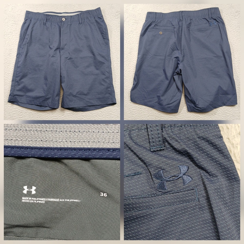 Under Armour Golf Shorts Men's 36 Blue Textured Performance